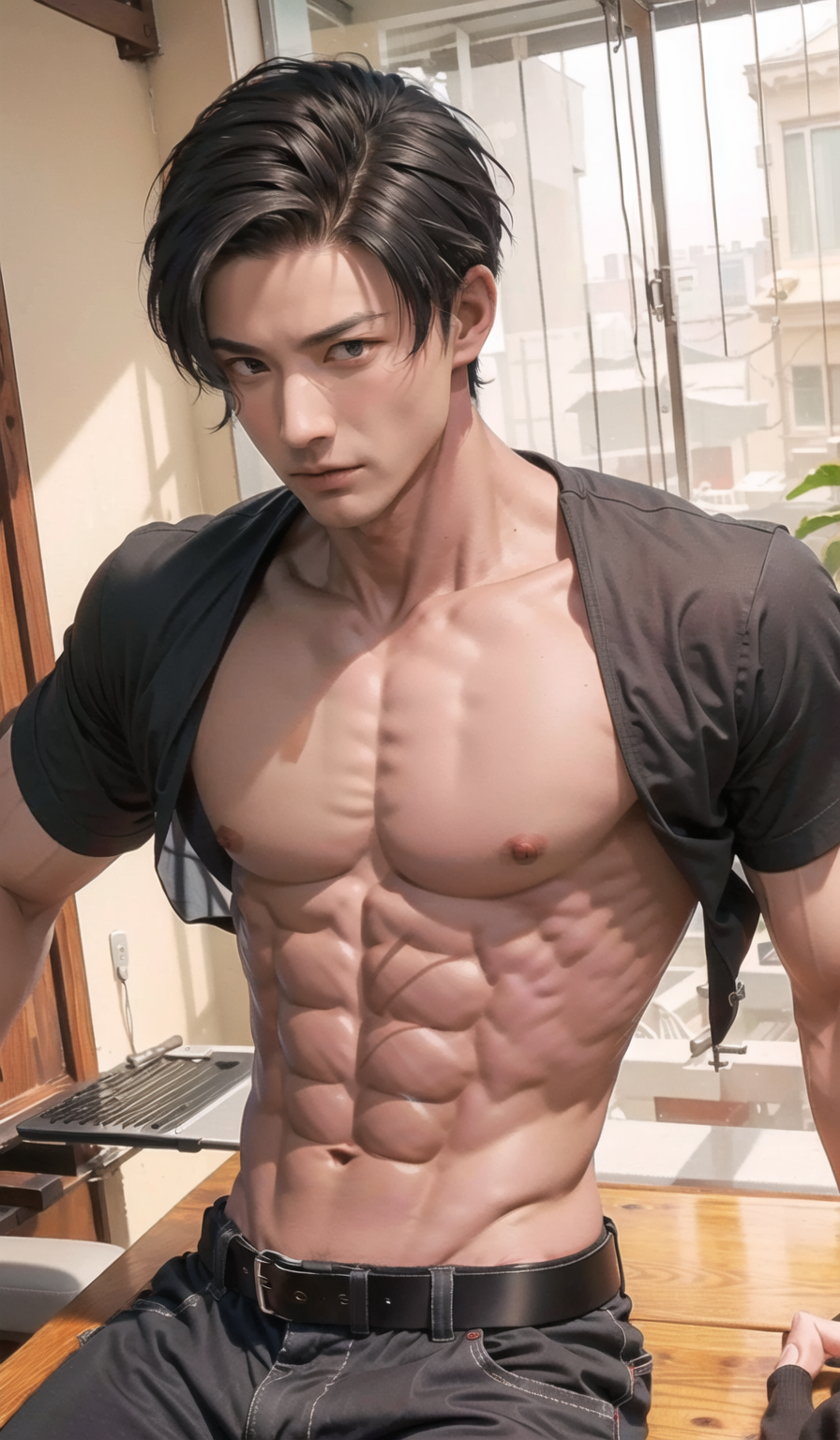 04161-835301036-masterpiece, highres, high quality, (1 man_1.5), handsome, red eyes, luci_(obeyme_), sexy, muscular, (abs_1.5), pose,.png